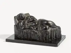 Chana Orloff, Mutter mit Säugling, 1923, Bronze, mounted on wooden board (