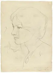Kopfstudie Elisabeth. Verso: Bildnis Elisabeth by August Macke, 1908, Pencil drawing on fine Japan paper, sold Dec 2021