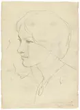 August Macke, Kopfstudie Elisabeth. Verso: Bildnis Elisabeth, 1908, Pencil drawing on fine Japan paper