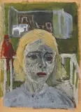 Erich Heckel, Mädchenportrait. Verso: same motif reversed, 1949, Tempera over charcoal, resp. brush and India ink and pencil drawing on thin parchment paper