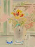 Blumen am Fenster by Erich Heckel, 1957, Watercolour over preparatory pencil drawing on machine-made laid paper with watermark "JCA France INGRES", sold Dec 2021