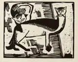 Karl Schmidt-Rottluff, Katzen, 1915, Woodcut on thin laid paper