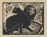 Karl Schmidt-Rottluff, Katzen II, 1914, Woodcut on cream-coloured wove paper