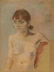 Georg Tappert, Weiblicher Akt, Pastel on brownish paper with embossed stamp "TIZIAN"