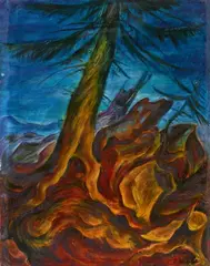 Richard Ziegler, Baum mit Fels, 1922, Oil on canvas
