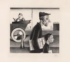 Georg Scholz, Zeitungsträger, 1921/1923, Lithograph on smooth paper with embossed stamp "EUPHORION" (cropped)