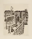 Max Beckmann, Holzbrücke, 1922, Etching on wove paper