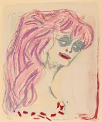 Rothaariges Mädchen by Otto Dix, 1963, Colour lithograph on machine-made laid paper with watermark "VAN GELDER ZONEN", sold Dec 2021