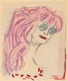 Otto Dix, Rothaariges Mädchen, 1963, Colour lithograph on machine-made laid paper with watermark "VAN GELDER ZONEN"