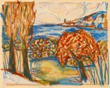 Otto Dix, Herbstlandschaft, 1965, Farblithographie auf Van Gelder Zonen-Bütten