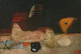 Jankel Adler, Stillleben mit Glas, Oil and sand on canvas