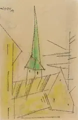 Kirche by Lyonel Feininger, 1954, Watercolour and pen and ink on laid paper, sold Dec 2021