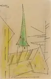 Kirche by Lyonel Feininger, 1954, Watercolour and pen and ink on laid paper, sold Dec 2021