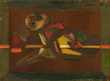 Jankel Adler, Figur, 1941, Oil on wooden panel