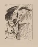 Seigneur et fille by Pablo Picasso, 1959, Lithograph on wove paper with watermark "ARCHES", sold Dec 2021