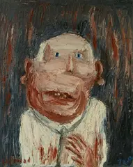 Schlachter by Clifford Holmead Phillips, 1973, Oil on canvas, mounted on wooden panel, sold Dec 2021