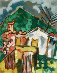 Montagna by Werner Scholz, 1957, Oil on fibreboard, sold Dec 2021