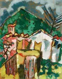 Werner Scholz, Montagna, 1957, Oil on fibreboard
