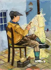 Felix Nussbaum, Netzflicker, 1928, Öl auf Leinwand