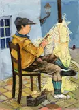 Felix Nussbaum, Netzflicker, 1928, Öl auf Leinwand