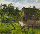 Verger à Varengeville avec vache (Un clos à Varengeville) by Camille Pissarro, 1899, Oil on canvas, offered Dec 2021