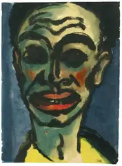 Männerkopf by Emil Nolde, Circa 1916/1925, Watercolour on Japan laid paper, sold Dec 2021