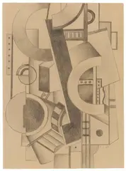 Composition mécanique by Fernand Léger, 1923, Graphite drawing on paper, offered Dec 2021