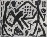 Terminate the X(VIII) by A. R. Penck, 1989, Oil on canvas, sold Dec 2021
