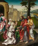 Christ Taking Leave of His Mother by Augsburg School around 1515 & 1520, Mixed media on panel (partly parquetted), sold Nov 2021