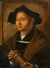 German School around 1530, Portrait of a Scholar, Oil on panel (parquetted)
