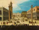 Louis de Caullery, View of the Piazzetta in Venice, Oil on panel (parquetted)