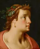 Cornelis Cornelisz. van Haarlem, Portrait of a Lady in a Classical style<BR>Portrait of a Man in a Laurel Wreath, Oil on panel