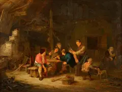 Adriaen van Ostade, A Fiddler among Peasants, Oil on panel