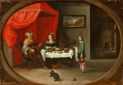 Parables of the rich man and Lazarus by David Teniers the Younger, Oil on canvas (relined), sold Nov 2021