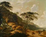 Cornelis Matthieu, Mountain Landscape with a Waterfall, Oil on panel