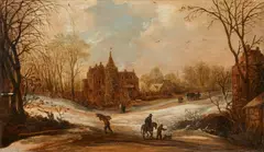 Frans de Momper, Winter Landscape, Oil on panel (parquetted)