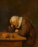 Quiringh van Brekelenkam, A Sleeping Pipe Smoker, Oil on panel