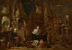 Victor Mahu, Interior Scene with an Alchemist and his Assistants, Oil on canvas (relined)