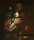 Pieter III Casteels, Flower Still Life with Butterflies, Oil on canvas (relined)