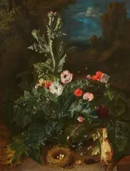 Peter Snyers, Still Life with Thistle and Nest, Oil on canvas (relined)