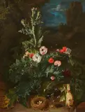Peter Snyers, Still Life with Thistle and Nest, Oil on canvas (relined)