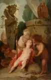 Jacob de Wit, Four Cupids in Front of a Marble Bust, Oil on canvas