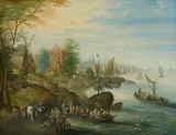 Charles (Karel) Beschey, View of a Harbour, Oil on panel