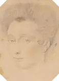 French School 16th century, Portrait of a Lady, Black and brown chalk