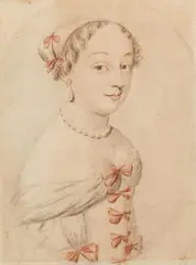 Netherlandish School, circa 1680, Portrait of a Lady with Pearl Jewellery, Black and red chalk pastel on ribbed paper (watermark)