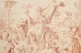 attributed to Gottfried Bernhard Göz, An Allegory of Asia, Red chalk on laid paper