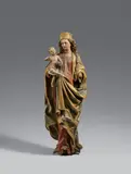 A carved wooden figure of the Virgin and Child, presumably Upper Rhine Region, around 1470/1480 by Probably Upper Rhine-Region around 1470 & 1480, With extensive remains of older polychromy.. A large-format work depicting the crowned Virgin Mary standing on a crescen, offered Nov 2021