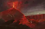 The Eruption of Vesuvius by Pierre-Jacques Volaire, called Le Chevalier Volaire, attributed to, Oil on paper, sold Nov 2021