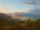 Christian Morgenstern, Mountain Landscape with a Lake, Oil on canvas