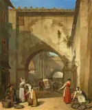 Michael Neher, A Fish Market in Rome, Oil on canvas